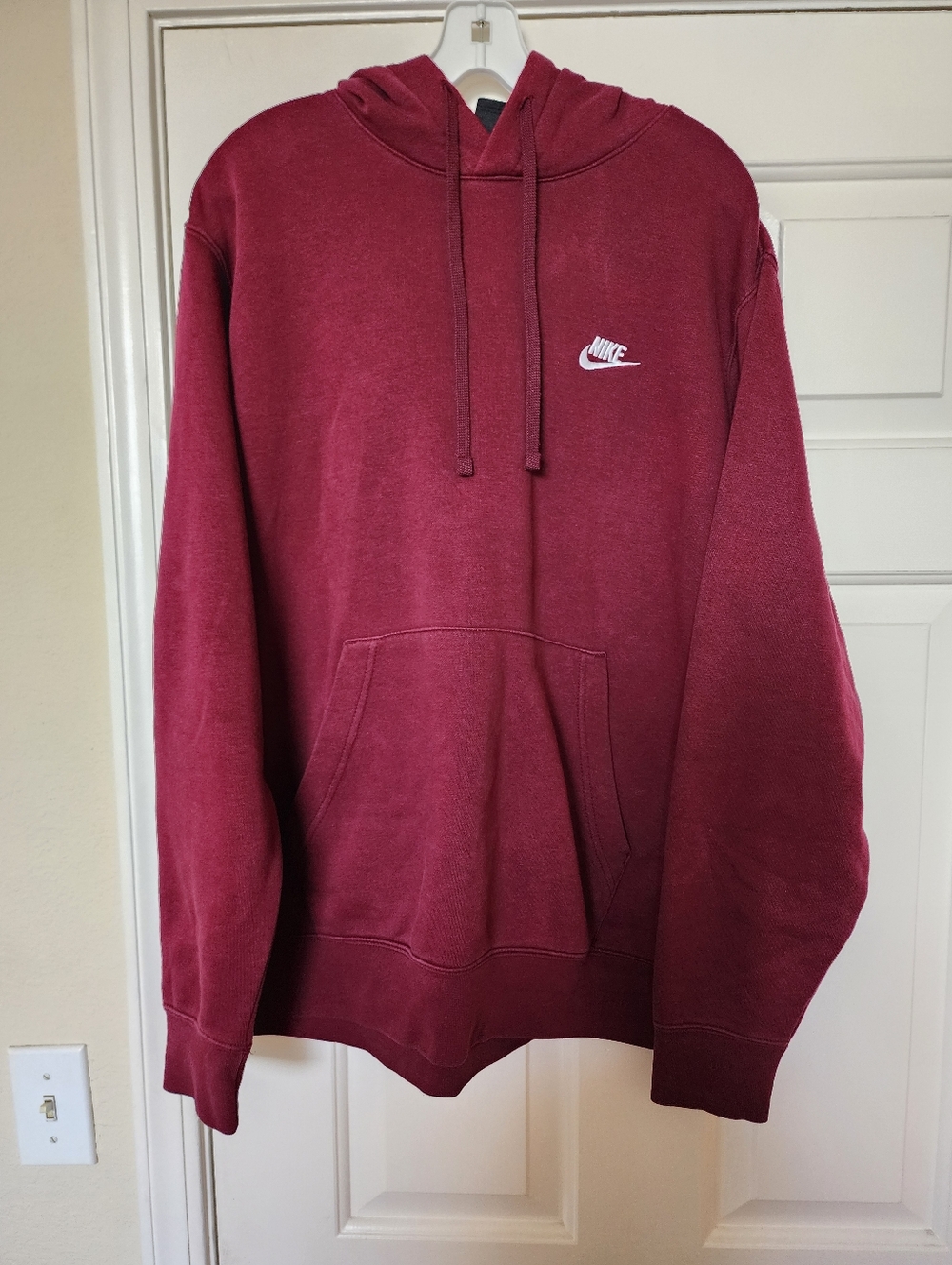 Nike Maroon Pullover Hoodie with White Swoosh
